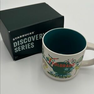 Starbucks Colorado Mug - White Exterior with Teal Interior